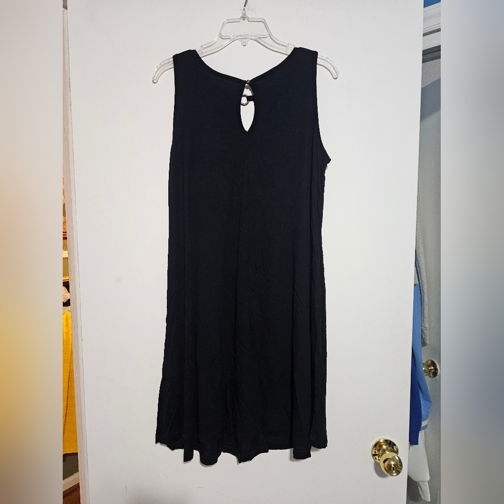 New Lascana Black Sleeveless Dress Coverup Sz 12 Keyhole In Front And Back Summe